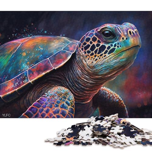 Puzzle 1000 Teile, Buntes Schildkröten-Puzzle für Erwachsene, Holzpuzzle, tolle Geschenke zu Weihnachten (Größe 75 * 50 cm) von LiJianXXO