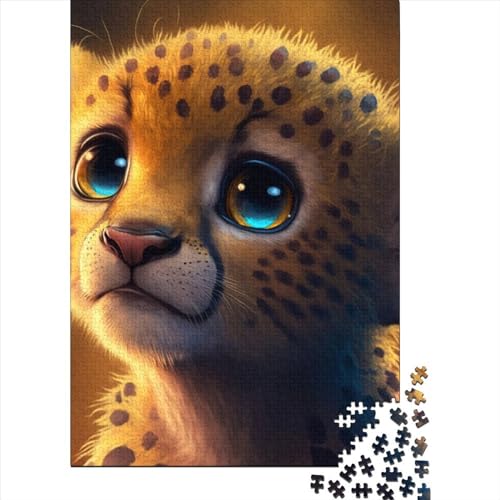 Puzzle 1000 Teile, Holzpuzzle, Baby-Leopard, Puzzle für Erwachsene, tolles Geschenk für Erwachsene | Spiele (Größe 75 x 50 cm) von LiJianXXO