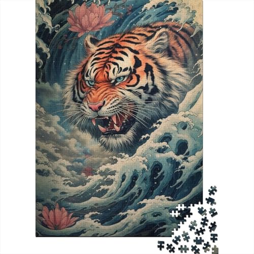 Puzzle 1000 Teile, Holzpuzzle, Tiger-Puzzle für Erwachsene, Puzzle, tolles Geschenk für Erwachsene | Spiele (Größe 75 x 50 cm) von LiJianXXO