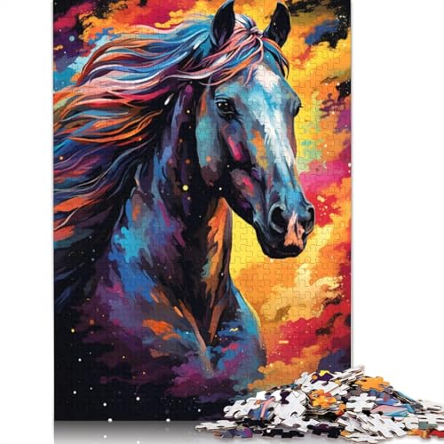 Puzzle 1000 Teile, Kunst, Ölgemälde, Pferd, Puzzle für Erwachsene und Kinder, Holzpuzzle, Familiendekoration, 75 x 50 cm von LiJianXXO