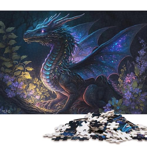 Puzzle 1000 Teile, Magischer Fliegender Drache, Puzzle für Erwachsene, Holzpuzzle, tolle Geschenke zu Weihnachten (Größe 75 * 50 cm) von LiJianXXO