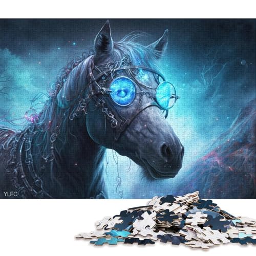 Puzzle 1000 Teile, Pferd, magisches Puzzle für Erwachsene, Kartonpuzzle, Lernspiel, Herausforderungsspielzeug 38x26cm/1000 Teile von LiJianXXO