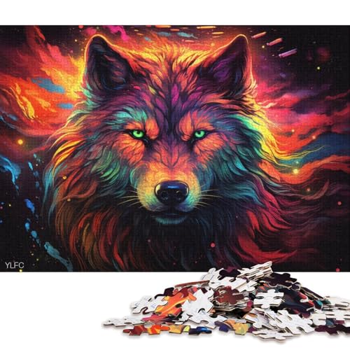 Puzzle 1000 Teile, Tier-Wolf-Puzzle für Erwachsene, Holzpuzzle, Lernspiel, Herausforderungsspielzeug 75x50cm/1000 Teile von LiJianXXO