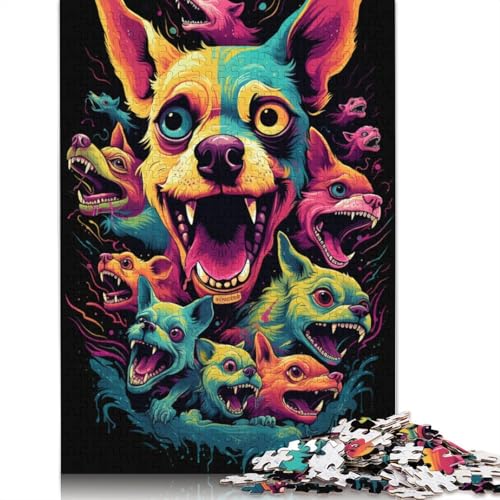 Puzzle 1000 Teile, Wütender Chihuahua, Puzzle für Kinder, Holzpuzzle, Familienaktivität, 75 x 50 cm von LiJianXXO