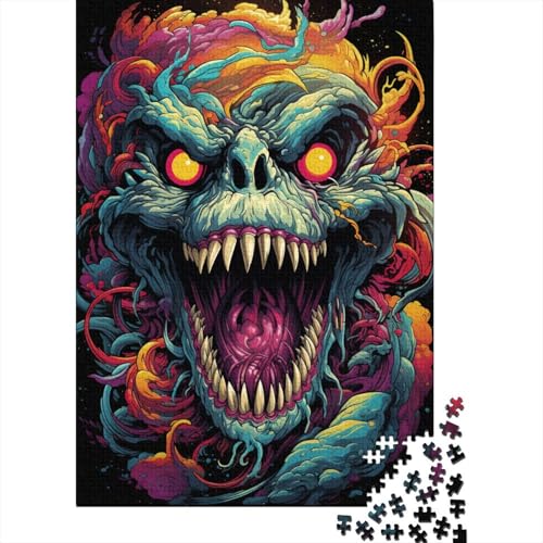 Puzzle 1000 Teile, buntes psychedelisches Monster-Puzzle, Holzpuzzle, Lernspielzeug, 50 x 75 cm von LiJianXXO