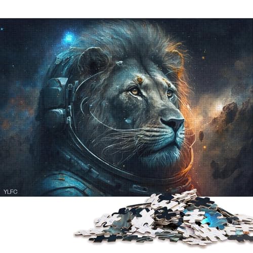 Puzzle 1000 Teile, kosmischer Löwe-Astronaut, Kartonpuzzle für Erwachsene, Spaß für die ganze Familie 38x26cm/1000 Teile von LiJianXXO