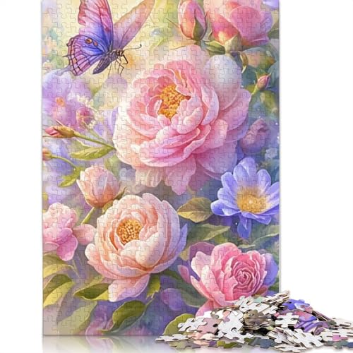 Puzzle 1000 Teile Blumen- und Schmetterlingspuzzle für Erwachsene, Kartonpuzzle, tolle Geschenke zu Weihnachten, Größe: 38 x 26 cm von LiJianXXO