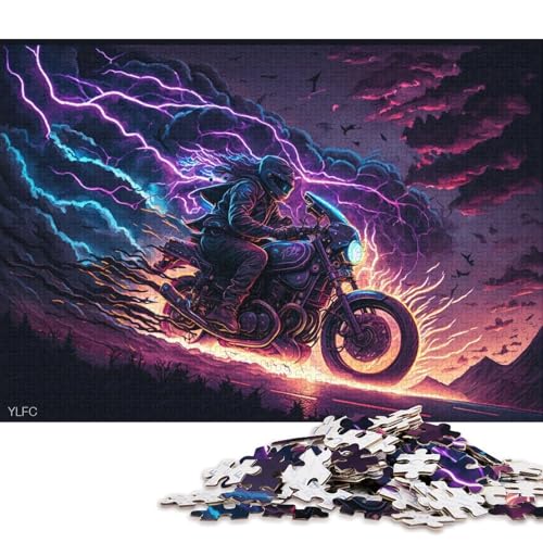 Puzzle 1000 Teile Fantasy Art Motorrad-Puzzles für Erwachsene und Kinder, Holzpuzzle, Familienaktivität (Größe 75 * 50 cm) von LiJianXXO