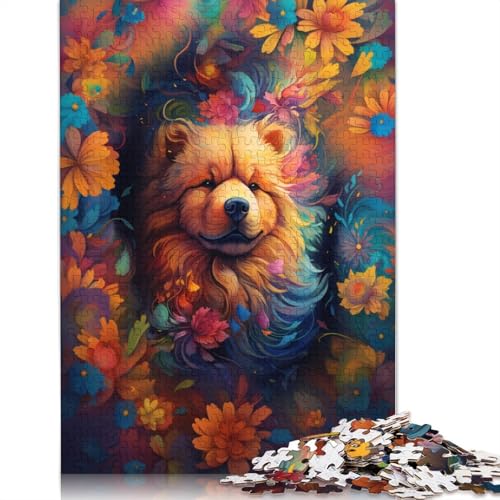 Puzzle 1000 Teile Löwenhaarhund in den Blumen Puzzle für Erwachsene Papppuzzle Tolle Geschenke für Weihnachten Größe: 38x26cm von LiJianXXO