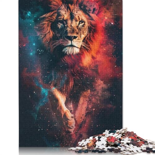 Puzzle 1000 Teile Puzzle für Erwachsene und Kinder Cosmic Lion Puzzle für Erwachsene, Holzpuzzle, anspruchsvolles Spiel, Größe: 75 x 50 cm von LiJianXXO