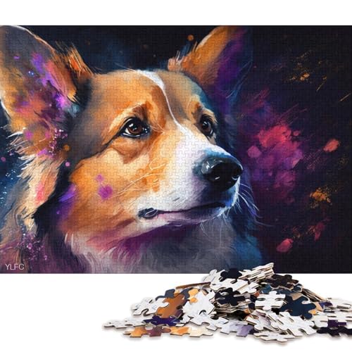 Puzzle 1000 Teile für Erwachsene, Bunte Corgi-Puzzles für Erwachsene, Holzpuzzles, tolles Geschenk für Erwachsene (Größe 75 * 50 cm) von LiJianXXO