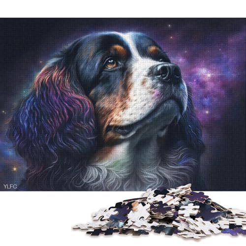 Puzzle 1000 Teile für Erwachsene, Cosmic Galaxy Border Collie Puzzle für Erwachsene, Kartonpuzzle, Heimkunstdekor (Größe 38 * 26 cm) von LiJianXXO