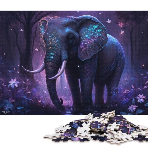 Puzzle 1000 Teile für Erwachsene, Elefanten im Dschungel, Puzzle für Erwachsene, Holzpuzzle, Heimkunstdekor (Größe 75 * 50 cm) von LiJianXXO