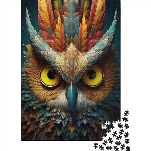 Puzzle 1000 Teile für Erwachsene, Eulenporträt für Erwachsene, schwieriges Puzzle, Lernspiel, Herausforderungsspielzeug (Größe 75 x 50 cm) von LiJianXXO