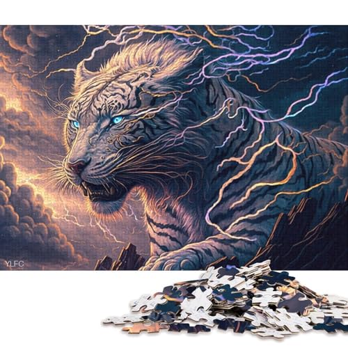 Puzzle 1000 Teile für Erwachsene, Fantasie-Puzzle mit weißem Tiger, Holzpuzzle, tolles Geschenk für Erwachsene (Größe 75 * 50 cm) von LiJianXXO