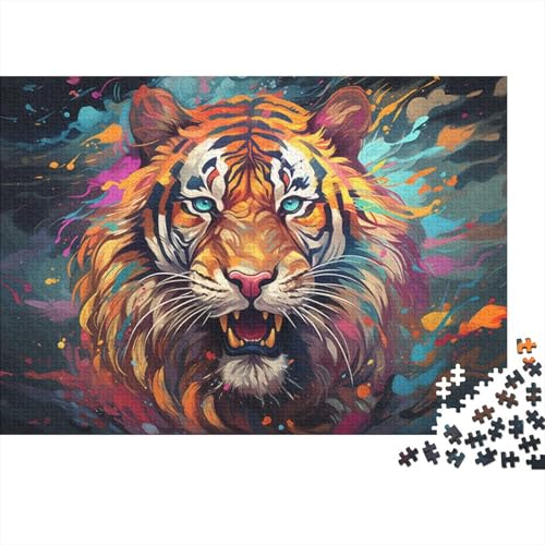 Puzzle 1000 Teile für Erwachsene, Fantasiefarbener Tiger, Puzzle für Erwachsene, Holzpuzzle, anspruchsvolles Spiel, Größe 50 x 75 cm von LiJianXXO