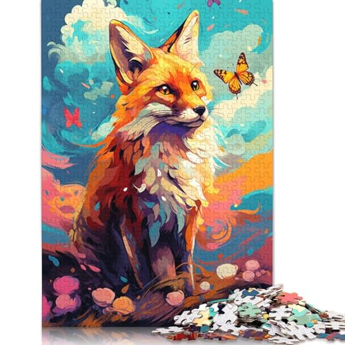 Puzzle 1000 Teile für Erwachsene, Fuchs und Blumen, Puzzle für Holzpuzzle, tolles Geschenk für Erwachsene, 75 x 50 cm von LiJianXXO