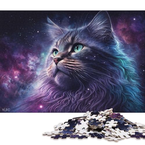 Puzzle 1000 Teile für Erwachsene, Galaxy Cosmic Cat-Puzzle für Kinder, Holzpuzzle, Weihnachtspuzzle-Geschenke (Größe 75 * 50 cm) von LiJianXXO