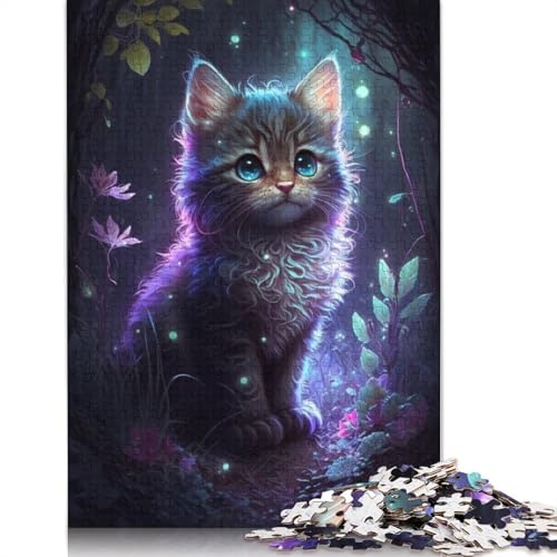 Puzzle 1000 Teile für Erwachsene, Kätzchen-Blumen-Galaxie-Puzzle für Erwachsene, Holzpuzzle, anspruchsvolles Spiel, Puzzlegröße: 75 x 50 cm von LiJianXXO