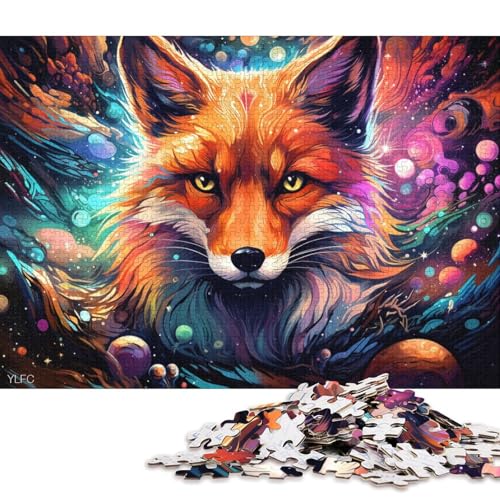 Puzzle 1000 Teile für Erwachsene, Kunst, bunter Fuchs, Puzzle für Erwachsene, Holzpuzzle, tolles Geschenk für Erwachsene (Größe 75 * 50 cm) von LiJianXXO