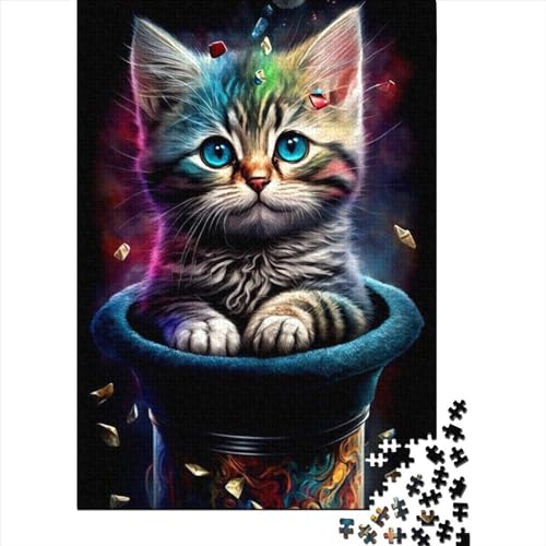 Puzzle 1000 Teile für Erwachsene, Kunst-Katzen-Puzzle für Erwachsene, Holzbrett-Puzzle für Familienspaß und Spieleabend, Größe 75 x 50 cm von LiJianXXO