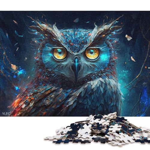 Puzzle 1000 Teile für Erwachsene, Magisches Tier-Eulen-Puzzle für Kinder, Holzpuzzle, Weihnachtspuzzle-Geschenke (Größe 75 * 50 cm) von LiJianXXO