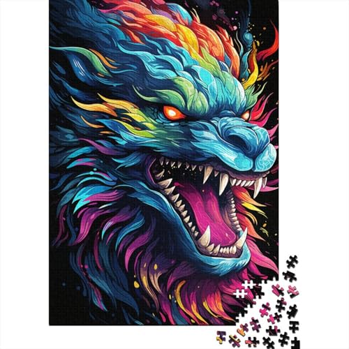 Puzzle 1000 Teile für Erwachsene, Mysteriöses Gemälde, Drache, Puzzles für Kinder, Holzpuzzle, Spielzeug, Denkspiel, 50 x 75 cm von LiJianXXO