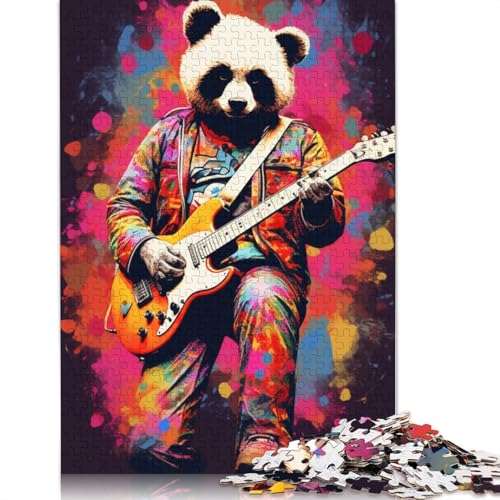 Puzzle 1000 Teile für Erwachsene, Panda spielt Gitarre, Puzzle für Erwachsene, Kartonpuzzle, Lernspiel für Erwachsene und Kinder, Größe: 38 x 26 cm von LiJianXXO