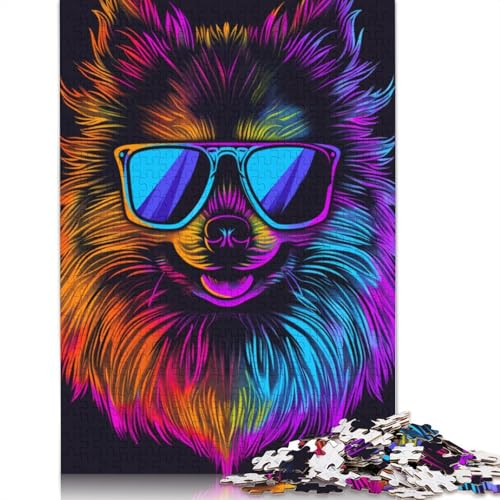 Puzzle 1000 Teile für Erwachsene, Pomeranian Dog Art Puzzles für Erwachsene, Holzpuzzle, Lernspiel für Erwachsene und Kinder, Größe: 75 x 50 cm von LiJianXXO