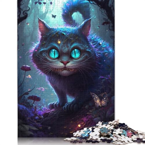 Puzzle 1000 Teile für Erwachsene, Psychedelische Katze, Blume, Galaxie, Puzzle für Erwachsene, Holzpuzzle, tolles Geschenk für Erwachsene, Größe: 75 x 50 cm von LiJianXXO