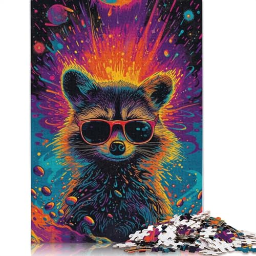 Puzzle 1000 Teile für Erwachsene, Psychedelisches Waschbär-Puzzle für Erwachsene, Kartonpuzzle, Familienunterhaltungsspielzeug, Größe: 38 x 26 cm von LiJianXXO