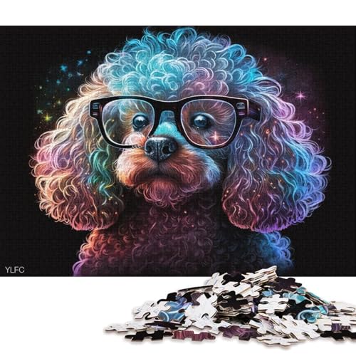 Puzzle 1000 Teile für Erwachsene, Pudel mit Brille, Puzzle für Erwachsene, Papppuzzle, Lernspiele, Heimdekorationspuzzle. (Größe 38 * 26 cm) von LiJianXXO