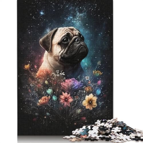 Puzzle 1000 Teile für Erwachsene, Space Pug, Puzzle für Erwachsene, Holzpuzzle, interessante Stressreduzierung, Puzzlegröße: 75 x 50 cm von LiJianXXO