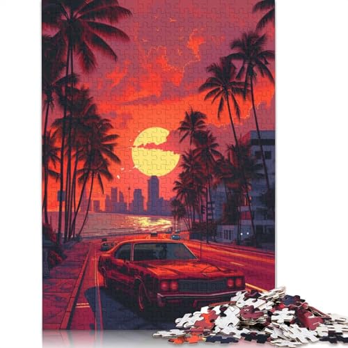 Puzzle 1000 Teile für Erwachsene, Sportwagen in der Abendsonne, Puzzle für Erwachsene, Holzpuzzle, Lernspiel für Erwachsene und Kinder, Größe: 75 x 50 cm von LiJianXXO