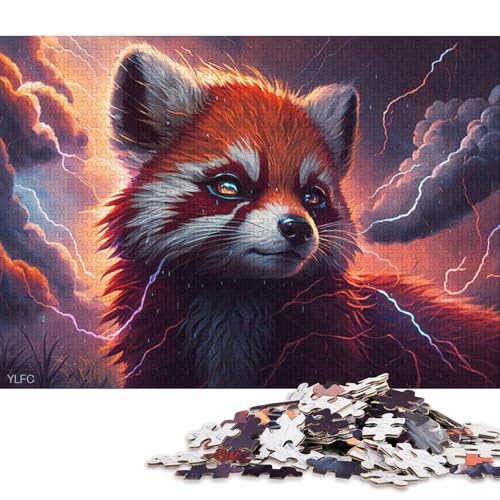 Puzzle 1000 Teile für Erwachsene, Tierkunst, Roter Panda, Puzzle für Erwachsene, Kartonpuzzle, Denksportaufgaben für Erwachsene 38x26cm/1000 Teile von LiJianXXO