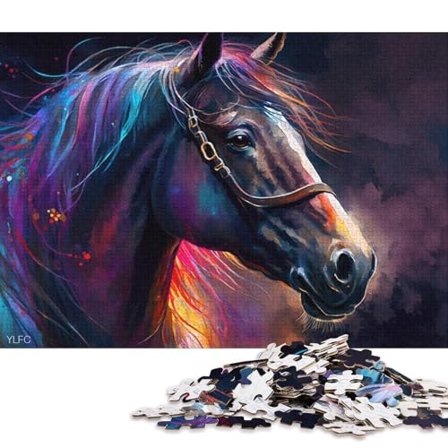 Puzzle 1000 Teile für Erwachsene, buntes Pferdepuzzle für Erwachsene, Holzpuzzle, Heimkunstdekor (Größe 75 * 50 cm) von LiJianXXO