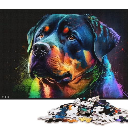 Puzzle 1000 Teile für Erwachsene, buntes Rottweiler-Puzzle für Erwachsene, Holzpuzzle, Lernspiele, Heimdekorationspuzzle. (Größe 75 * 50 cm) von LiJianXXO