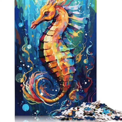 Puzzle 1000 Teile für Erwachsene, buntes Seepferdchen-Puzzle für Erwachsene, Karton-Puzzle, anspruchsvolles Spiel-Puzzle, 38 x 26 cm von LiJianXXO