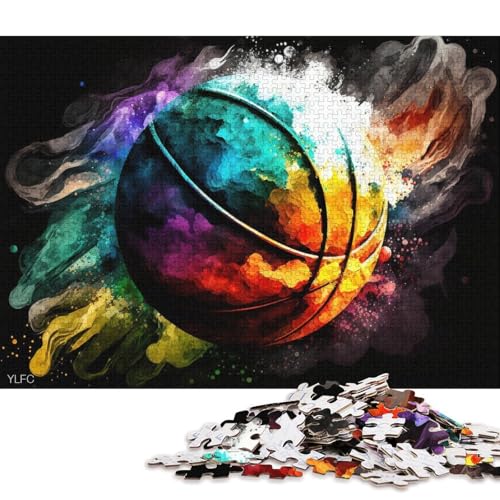 Puzzle 1000 Teile für Erwachsene, farbenfrohes Basketball-Puzzle für Kinder, Holzpuzzle, Weihnachtspuzzle-Geschenke (Größe 75 * 50 cm) von LiJianXXO