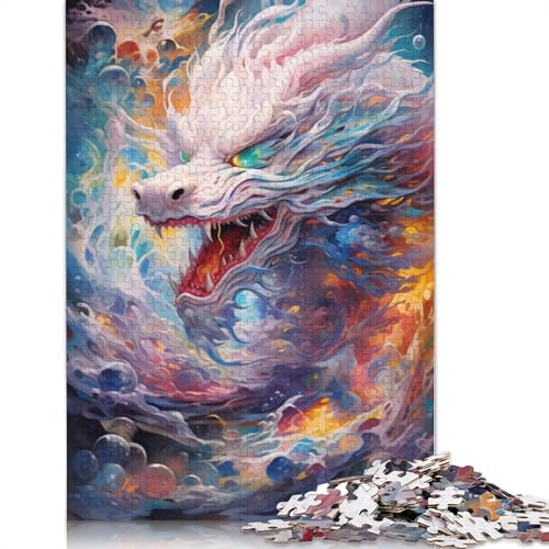 Puzzle 1000 Teile für Erwachsene, farbenfrohes Drachen-Kunstpuzzle für Erwachsene, Kartonpuzzle, Familienunterhaltungsspielzeug, Größe: 38 x 26 cm von LiJianXXO