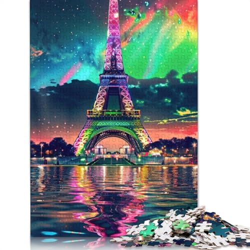 Puzzle 1000 Teile für Erwachsene, farbenfrohes Eiffelturm-Puzzle für Erwachsene, Kartonpuzzle, tolles Geschenk für Erwachsene, Größe: 38 x 26 cm von LiJianXXO