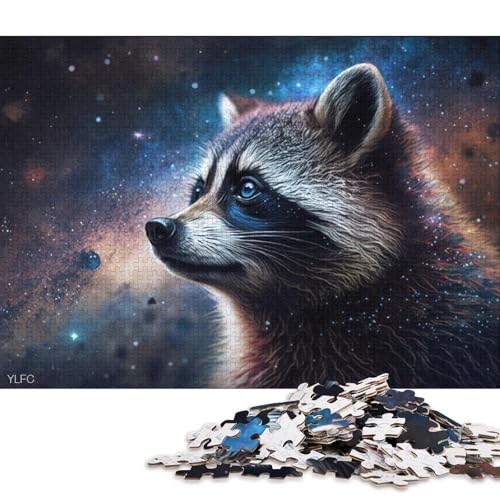 Puzzle 1000 Teile für Erwachsene, kosmisches Galaxie-Waschbär-Puzzle für Erwachsene, Kartonpuzzle, Puzzle für Erwachsene, Geschenke für Erwachsene 38x26cm/1000 Teile von LiJianXXO