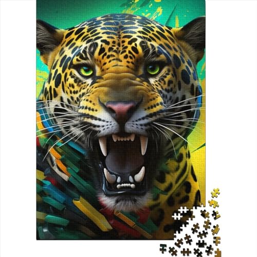 Puzzle 1000 Teile für Erwachsene Afrikanischer Leopard Puzzle für Erwachsene Holzbrettpuzzle Familiendekoration Größe: 75x50 cm von LiJianXXO