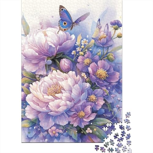 Puzzle 1000 Teile für Erwachsene Blumen- und Schmetterlingspuzzle für Erwachsene Holzbrettpuzzle Spaß für die ganze Familie Puzzlegröße: 75 x 50 cm von LiJianXXO