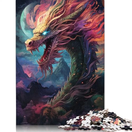 Puzzle 1000 Teile für Erwachsene Chinesischer Drache Puzzle für Erwachsene Holzpuzzle Lernspiel für Erwachsene Kinder Größe: 75x50cm von LiJianXXO