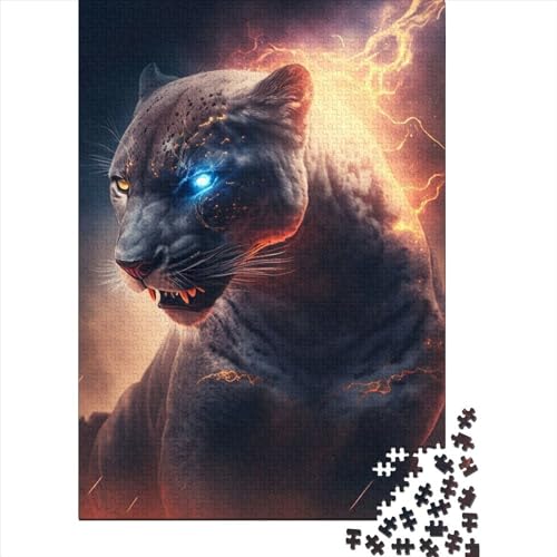 Puzzle 1000 Teile für Erwachsene Feuriger Tiger Puzzle für Erwachsene Holzbrettpuzzle Familiendekoration Größe 75x50cm von LiJianXXO