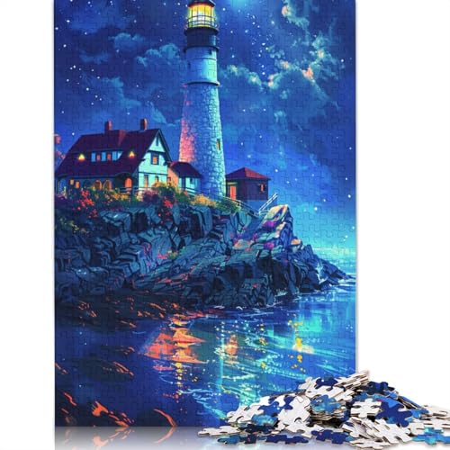 Puzzle 1000 Teile für Erwachsene Neon-Leuchtturm-Puzzle für Erwachsene Kartonpuzzle Familienunterhaltungsspielzeug Größe: 38 x 26 cm von LiJianXXO