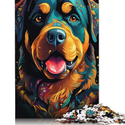 Puzzle 1000 Teile für Erwachsene Rottweiler Buntes Puzzle für Erwachsene Papppuzzle Familienunterhaltungsspielzeug Größe: 38 x 26 cm von LiJianXXO