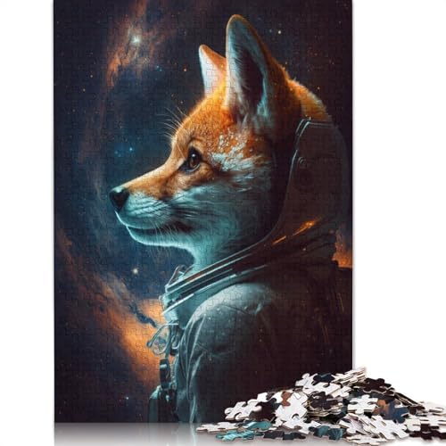 Puzzle 1000 Teile für Erwachsene und Kinder von Space Astronaut Fox. Puzzle für Erwachsene. Holzpuzzle. Tolles Geschenk für Erwachsene. Größe: 75 x 50 cm von LiJianXXO