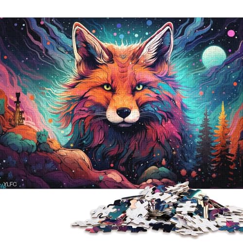 Puzzle Art Bunter Fuchs, 1000-teiliges Puzzle, Holzpuzzle für Erwachsene und Kinder ab 12 Jahren, Puzzle, Lernpuzzle 75x50cm/1000 Teile von LiJianXXO